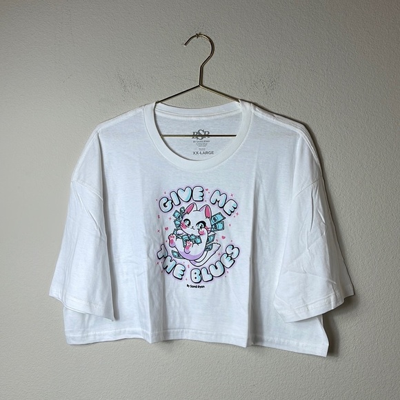 NEW BSR By Samii Ryan “Give Me The Blues” Cropped Tee - Picture 1 of 5